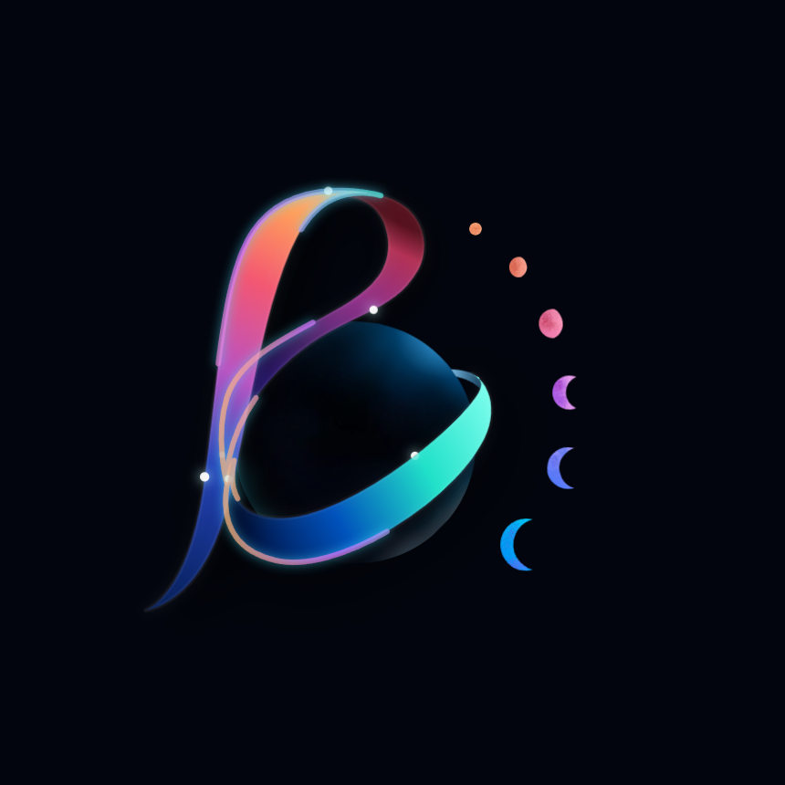 BSTVC logo: a multicolored beta ribbon around a blue sphere